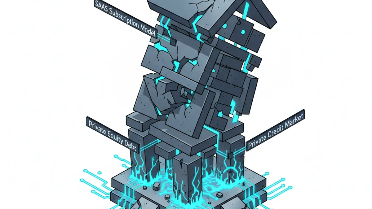 AI Generated Cover for: The 2008 Echo: How AI and Private Equity are Building a $6000 Billion SaaS Liquidity Crisis